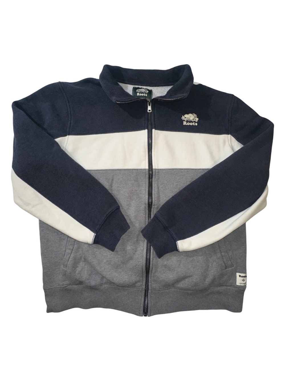 Roots Canada Men’s Large Colorblock Full Zip Fleece Sweatshirt Jacket